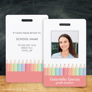 Farbige Regenbogen-Schullehrer-Foto-ID-Karte Ausweis