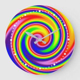 Farbige Regenbogen-Spiralwirbel-Zahlen-Illusion Große Wanduhr