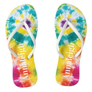 Farbige Regenbogen-Tie-Dye-Individualisierte Ferie Badesandalen