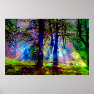 Farbige Regenbogenbäume Enchanted Forest Poster