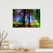 Farbige Regenbogenbäume Enchanted Forest  Poster (Küche)