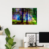 Farbige Regenbogenbäume Enchanted Forest  Poster (Heimbüro)