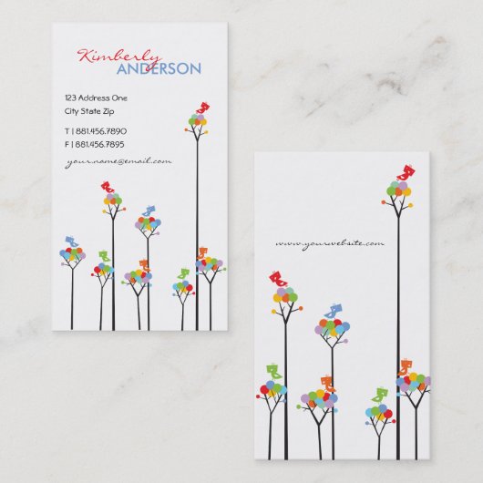 Farbige Regenbogenblöcke und Niedliche Tweetend Vö Visitenkarte (Vorne/Hinten)