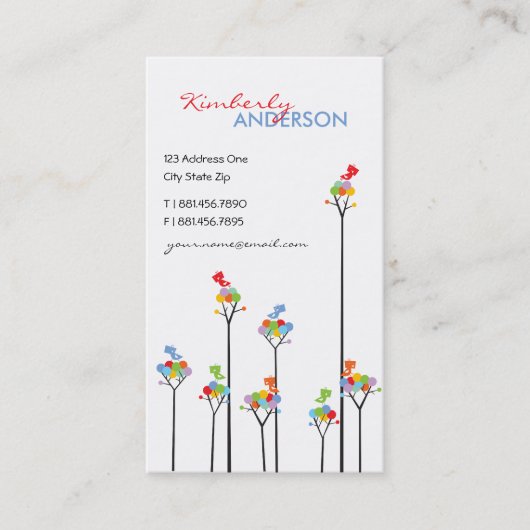 Farbige Regenbogenblöcke und Niedliche Tweetend Vö Visitenkarte (Vorderseite)