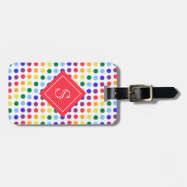 Farbige Regenbogendots Personalisiertes Monogramm Gepäckanhänger