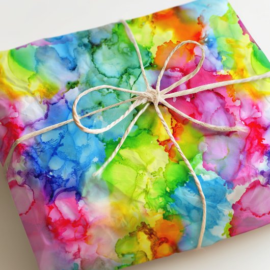 Farbige Regenbogenfarben Gefärbte Krawatte Tinte Seidenpapier