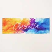 Farbige Regenbogenfarben Personalisierter Name Yogamatte (Vorderseite (Horizontal))