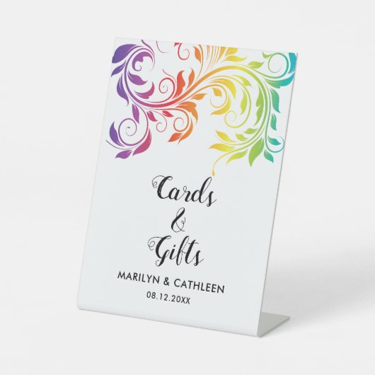 Farbige Regenbogenfarben, schwul-lesbische Hochzei Sockelschild (Vorderseite)