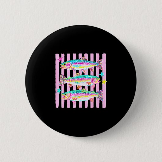 Farbige Regenbogenforelle preppy Sommer See Leben Button (Vorderseite)