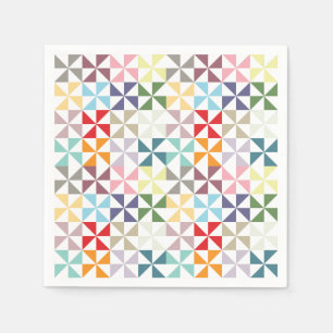 Farbige Regenbogengeometrie Pinwheels Serviette