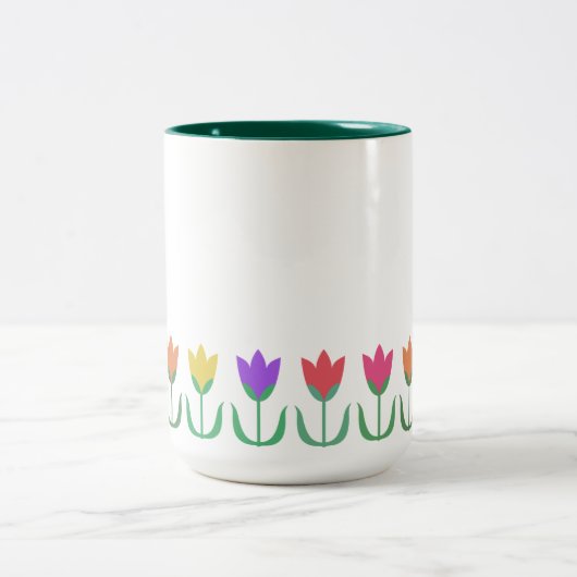 Farbige Regenbogenhauben, Frühlingsblumen Zweifarbige Tasse (Mittel)