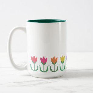 Farbige Regenbogenhauben, Frühlingsblumen Zweifarbige Tasse