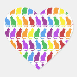 Farbige Regenbogenkatzenaufkleber Herz-Aufkleber