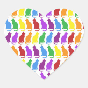 Farbige Regenbogenkatzenaufkleber Herz-Aufkleber