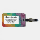 Farbige Regenbogenmandala personalisierte Gepäckma Gepäckanhänger (Rückseite horizontal)