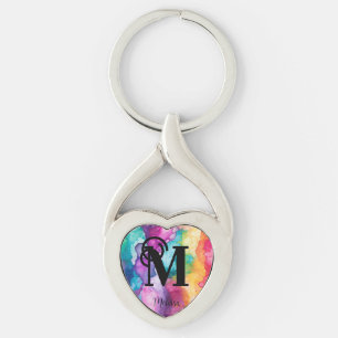Farbige Regenbogenmonogramm Schlüsselanhänger