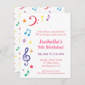 Farbige Regenbogenmusik Geburtstagsparty Einladung (Vorne/Hinten)