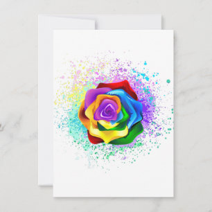 Farbige Regenbogenrose Dankeskarte