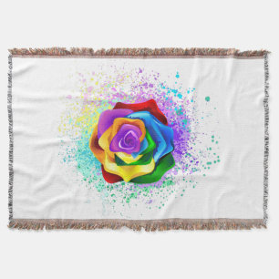 Farbige Regenbogenrose Decke