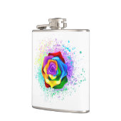 Farbige Regenbogenrose Flachmann (Links)