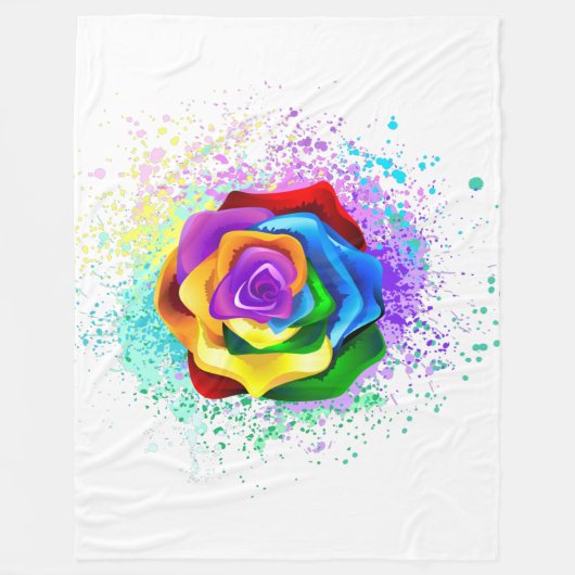 Farbige Regenbogenrose Fleecedecke (Vorderseite)
