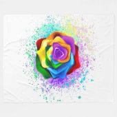 Farbige Regenbogenrose Fleecedecke (Vorderseite (Horizontal))