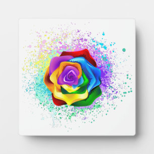Farbige Regenbogenrose Fotoplatte