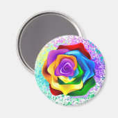 Farbige Regenbogenrose Magnet (Vorderseite/Rückseite)