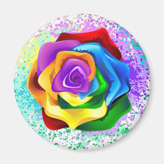 Farbige Regenbogenrose Magnet (Vorne)