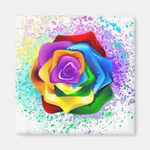 Farbige Regenbogenrose Magnet
