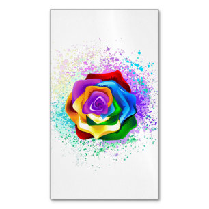 Farbige Regenbogenrose Magnetische Visitenkarte