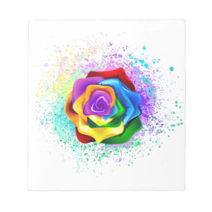 Farbige Regenbogenrose Notizblock