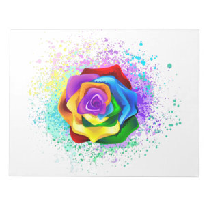 Farbige Regenbogenrose Notizblock