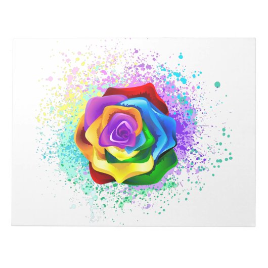 Farbige Regenbogenrose Notizblock (Vorderseite)