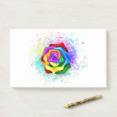 Farbige Regenbogenrose Post-it Klebezettel (Auf Schreibtisch)
