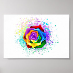 Farbige Regenbogenrose Poster