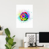 Farbige Regenbogenrose Poster (Heimbüro)