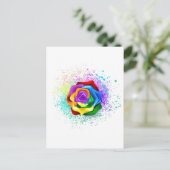 Farbige Regenbogenrose Postkarte (Stehend Vorderseite)