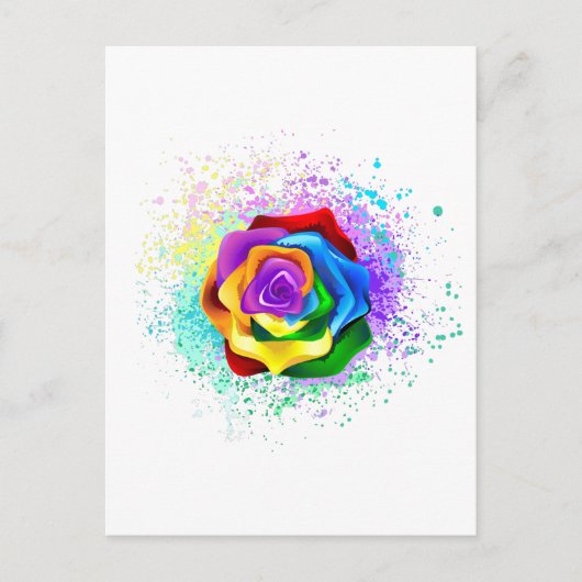 Farbige Regenbogenrose Postkarte (Vorderseite)
