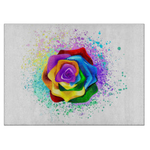 Farbige Regenbogenrose Schneidebrett