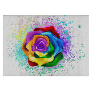 Farbige Regenbogenrose Schneidebrett