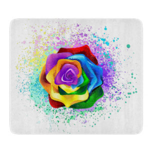 Farbige Regenbogenrose Schneidebrett