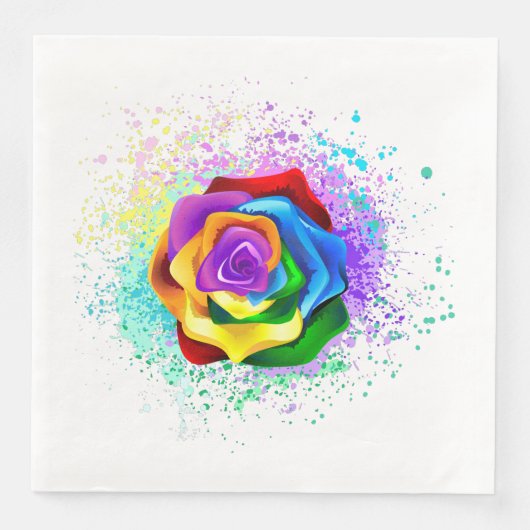 Farbige Regenbogenrose Serviette (Vorderseite)
