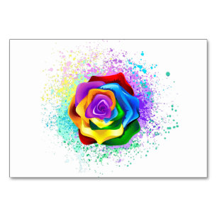 Farbige Regenbogenrose Tischnummer