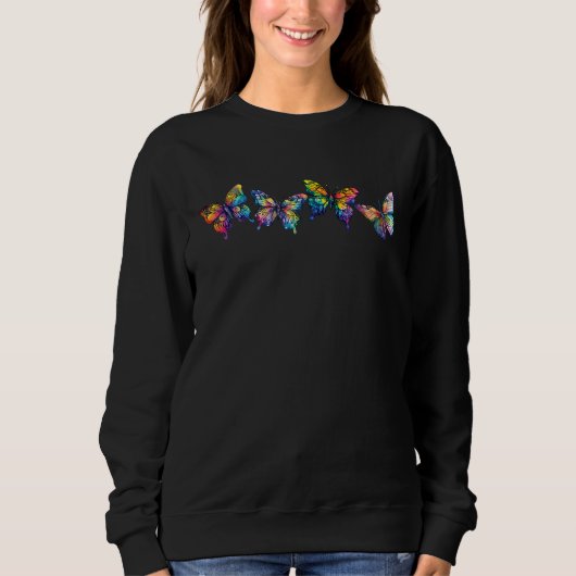 Farbige Regenbogenschmetterlingsfrauen Sweatshirt (Vorderseite)