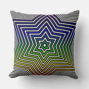 Farbige Regenbogenstern Rot-Gelb-Blau-Grün Kissen