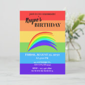 Farbige Regenbogenstreifen Einladung (Stehend Vorderseite)