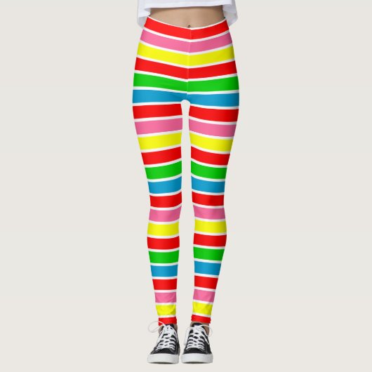 Farbige Regenbogenstreifen Leggings (Vorderseite)