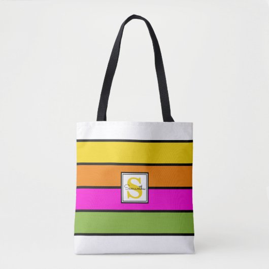 Farbige Regenbogenstreifen Monogramm Tasche (Vorderseite)