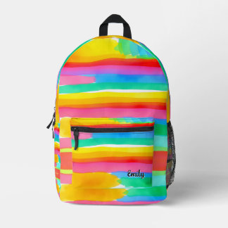 Farbige Regenbogenstreifen Muster Girls Bedruckter Rucksack